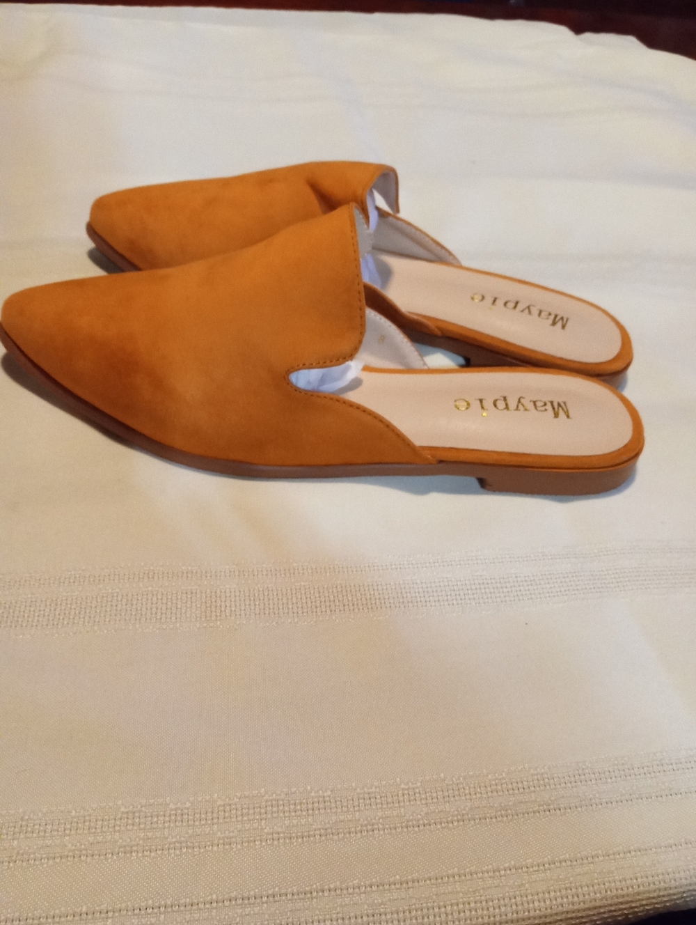 Maypie Pointed Slip-On Mule in Warm Tan Suede Women's Size 8